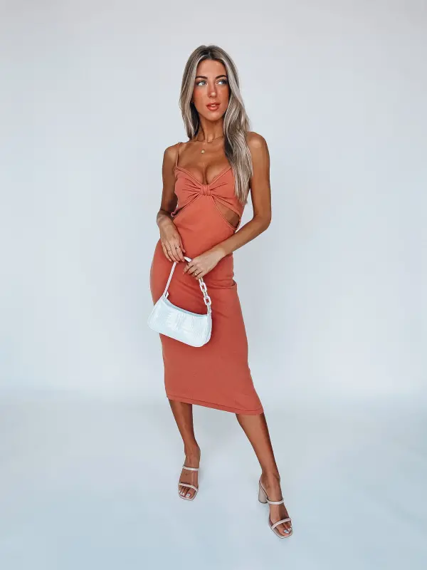 Apricot Cut Out Midi Dress